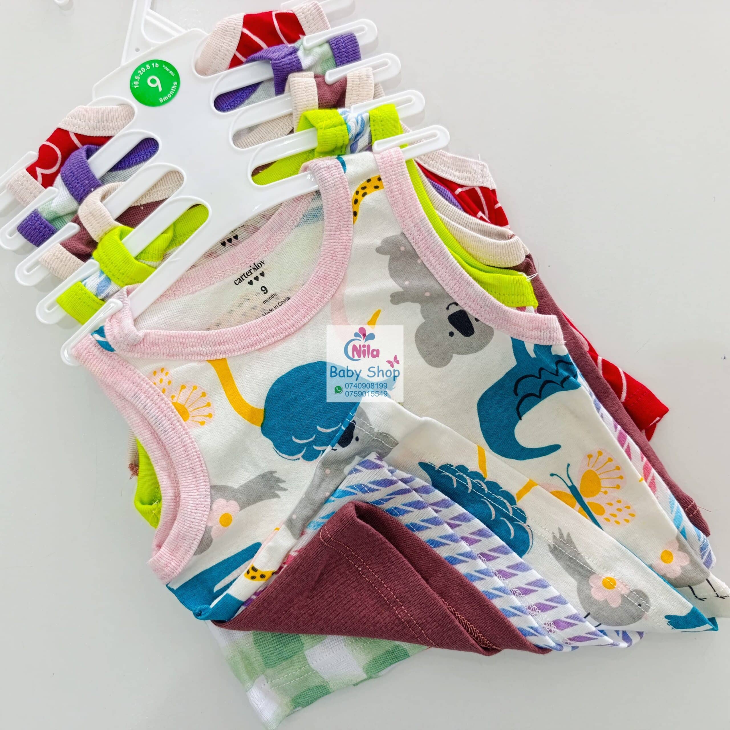 Carter’s Unisex Baby Cotton Sleeveless Vest Set – 5-Pack Printed Singlets - Image 4