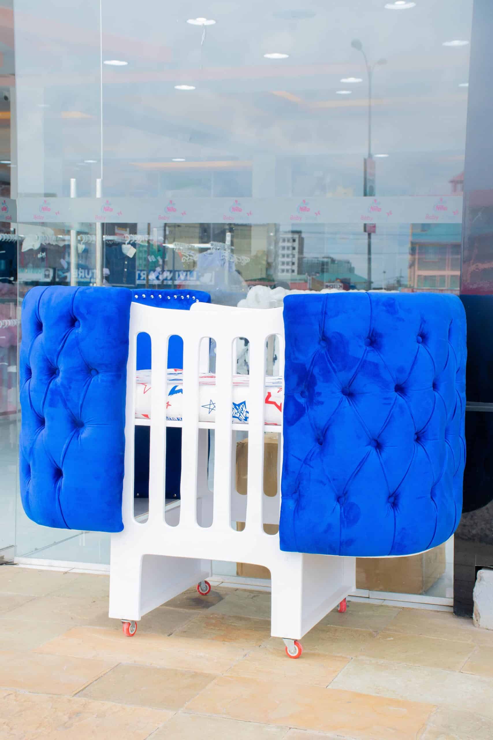 Elegant Designer Baby Cot with Satin-Cushioned Panels and Canopy Drape - Image 11