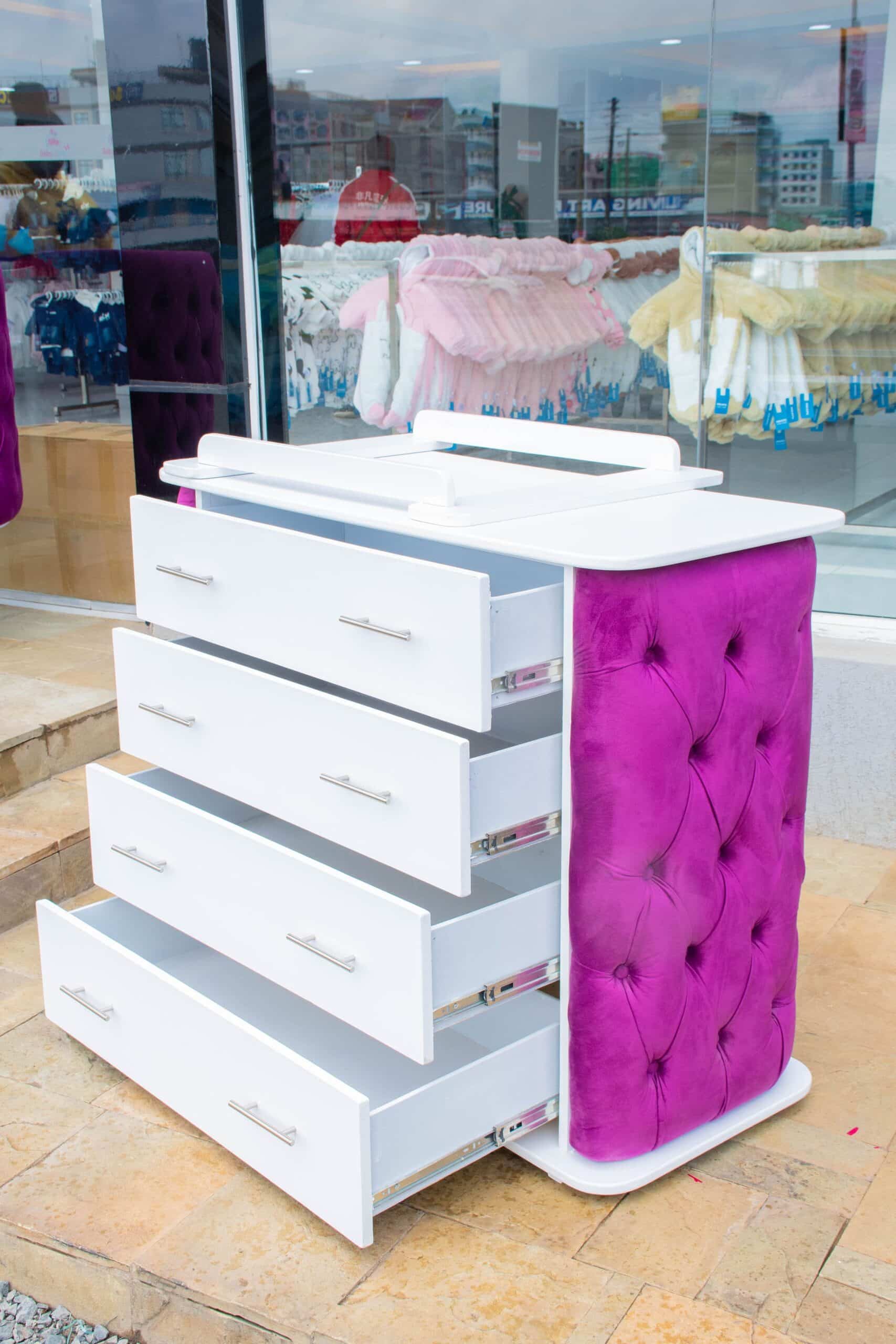 VelvetTouch Padded Chest of Drawers Baby Dresser with Changing Top