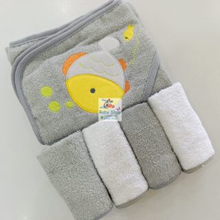 Hooded Towel with wash cloth - Grey