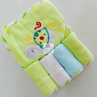 Hooded Towel with wash cloth - Green