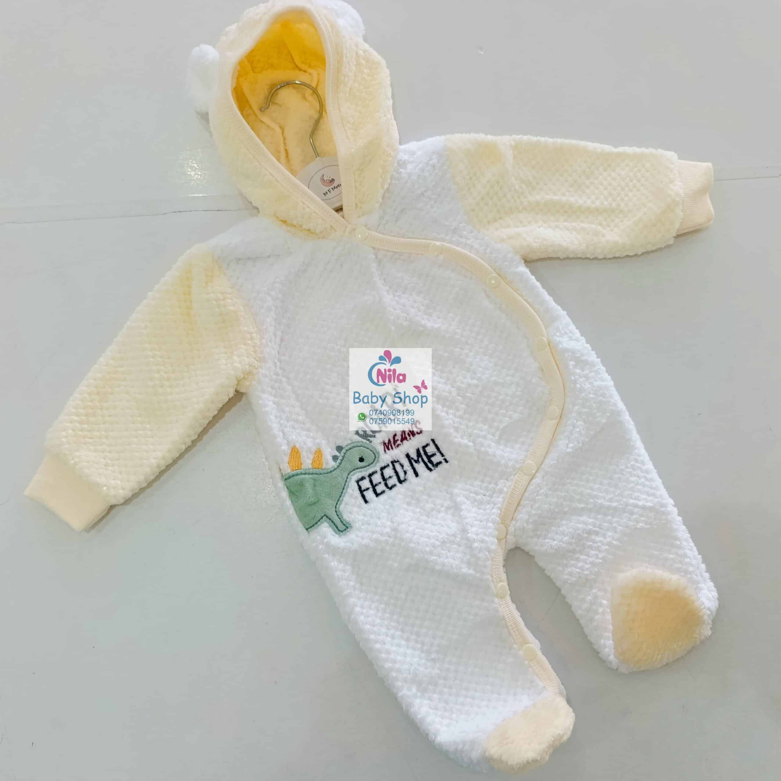 Thick Fleece Jumpsuit Warm Hooded Newborn Baby Bear Onesie Footie Romper - Image 3