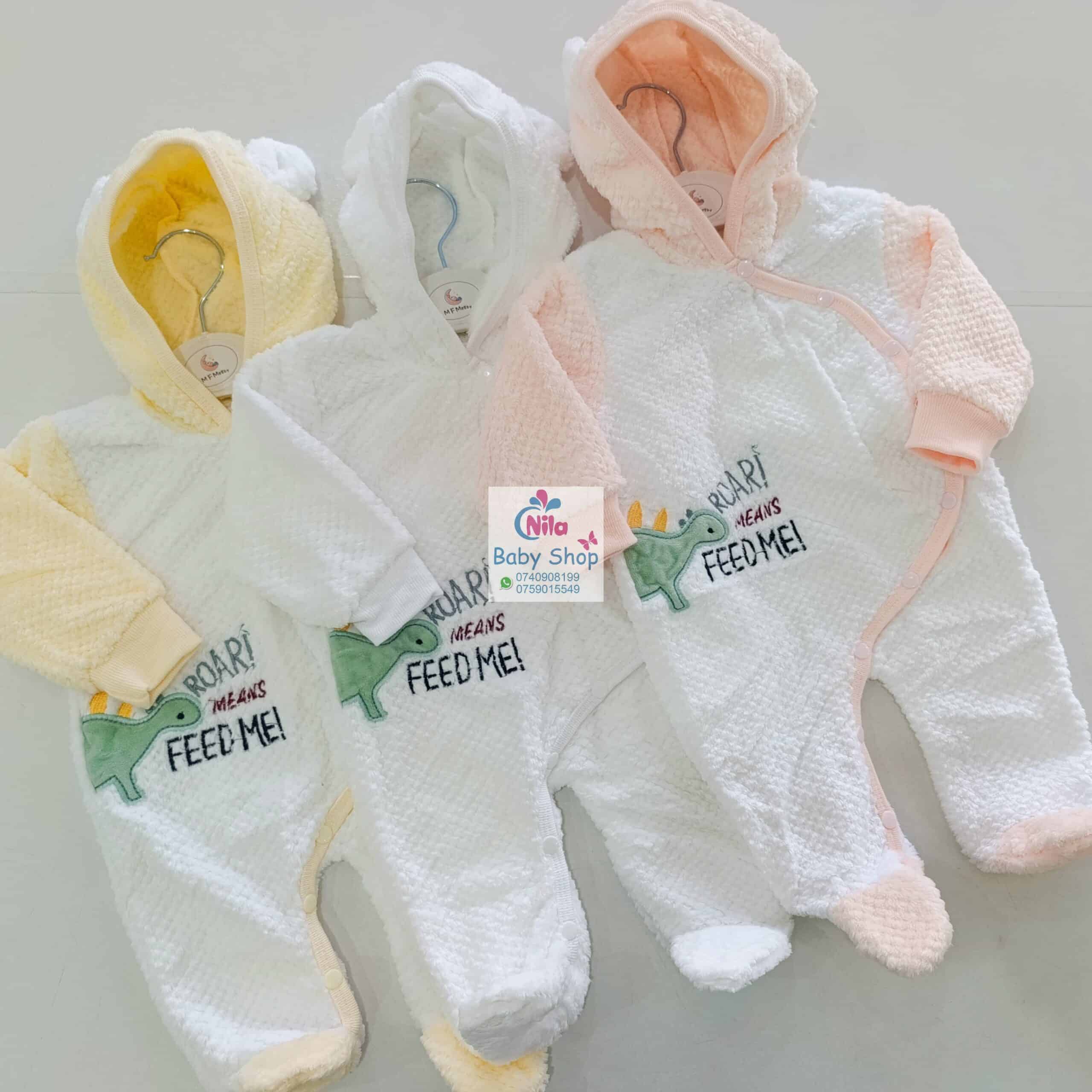 Thick Fleece Jumpsuit Warm Hooded Newborn Baby Bear Onesie Footie Romper