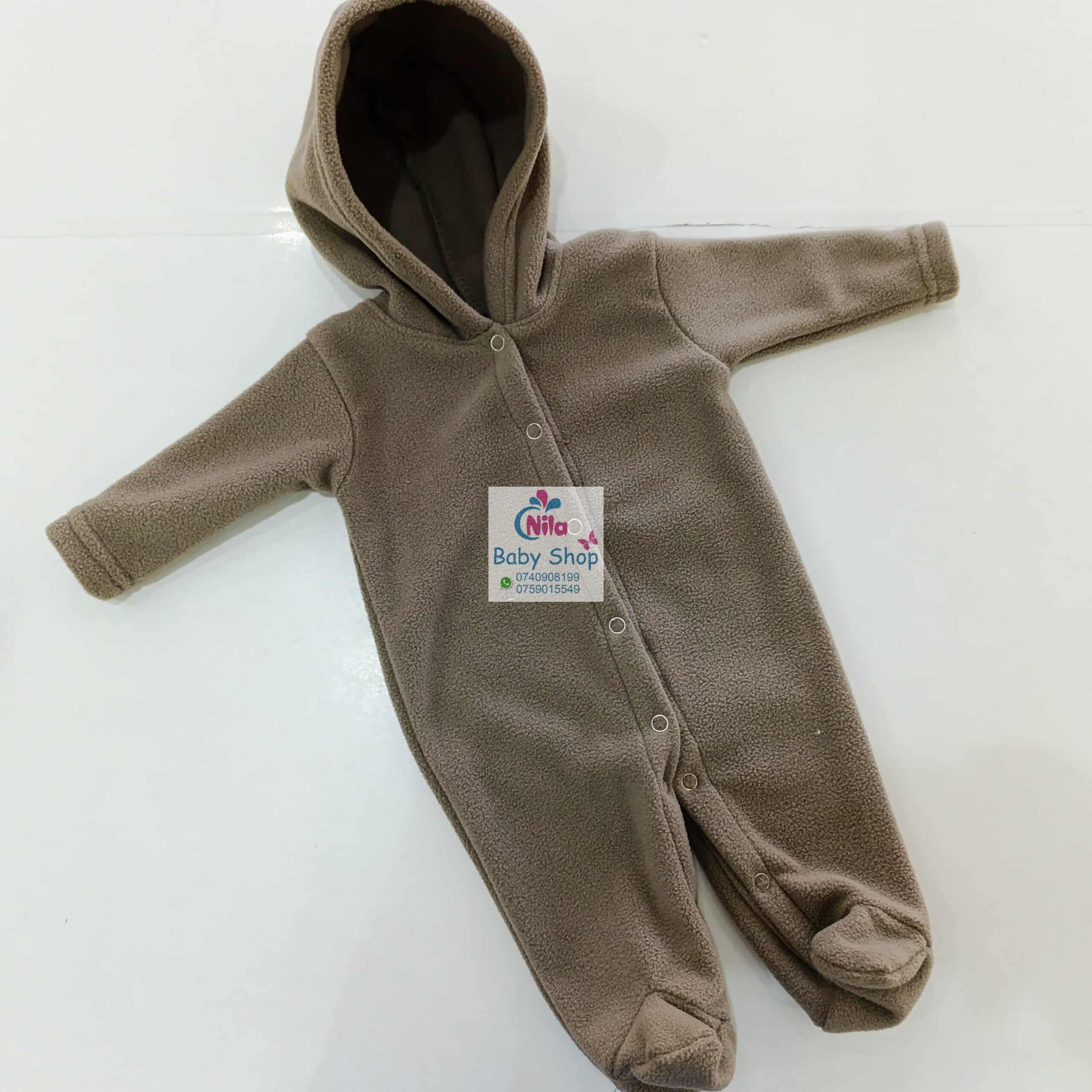 Cozy Fleece Baby Romper with Hood Warm Footed Jumpsuit with Snap Buttons - Image 3