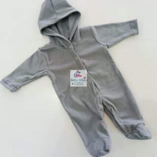 Cozy Fleece Baby Romper with Hood Warm Footed Jumpsuit with Snap Buttons
