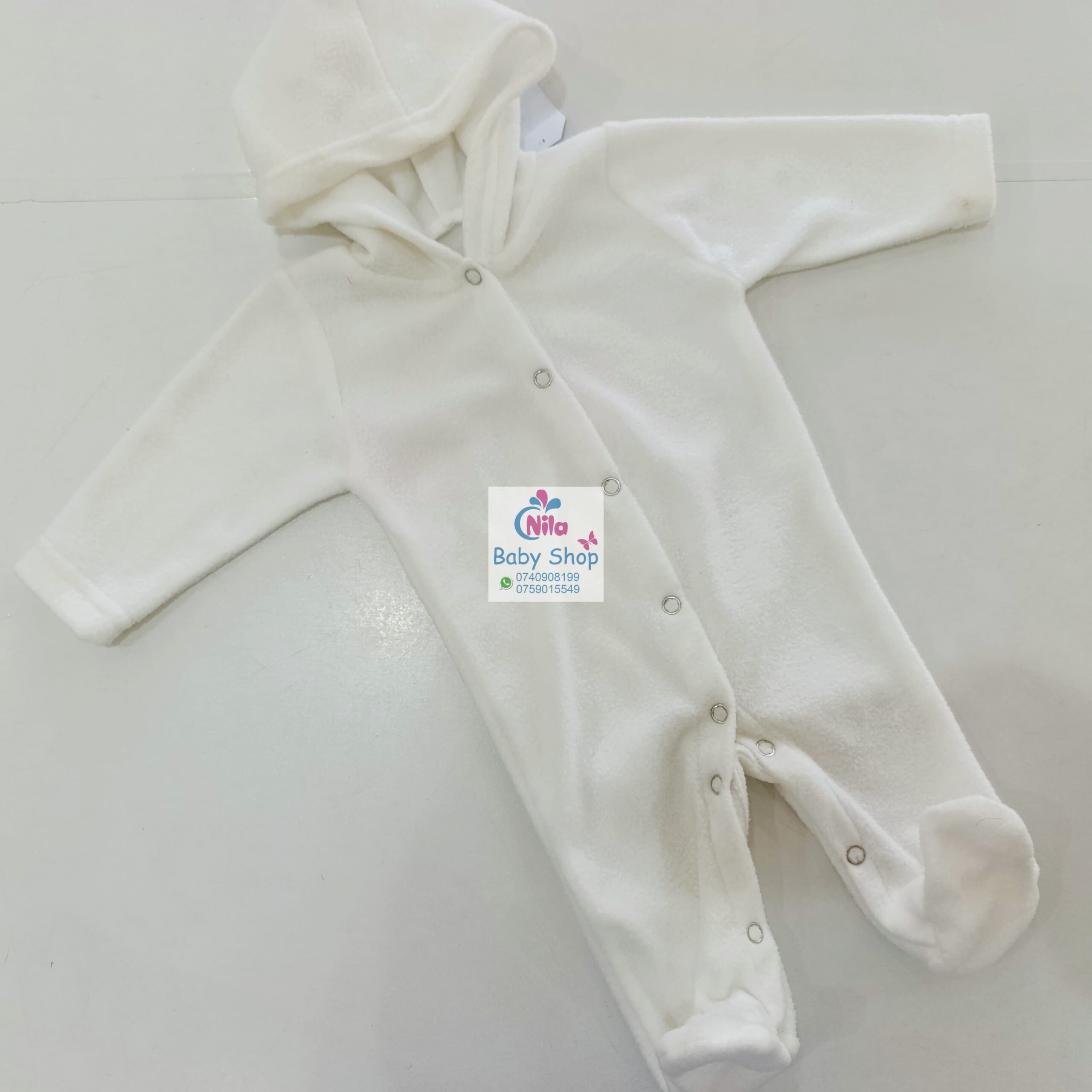 Cozy Fleece Baby Romper with Hood Warm Footed Jumpsuit with Snap Buttons - Image 5