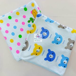 Infant Cotton Cartoon Animal Print Bath Towel - Blue