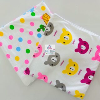 Infant Cotton Cartoon Animal Print Bath Towel - Cyan