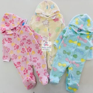 Baby Fleece Hooded Sleepsuit Romper – Warm Winter One-Piece, Multi-Color