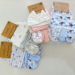 Soft Cotton Baby Caps with Matching Mittens – 6-Piece Set
