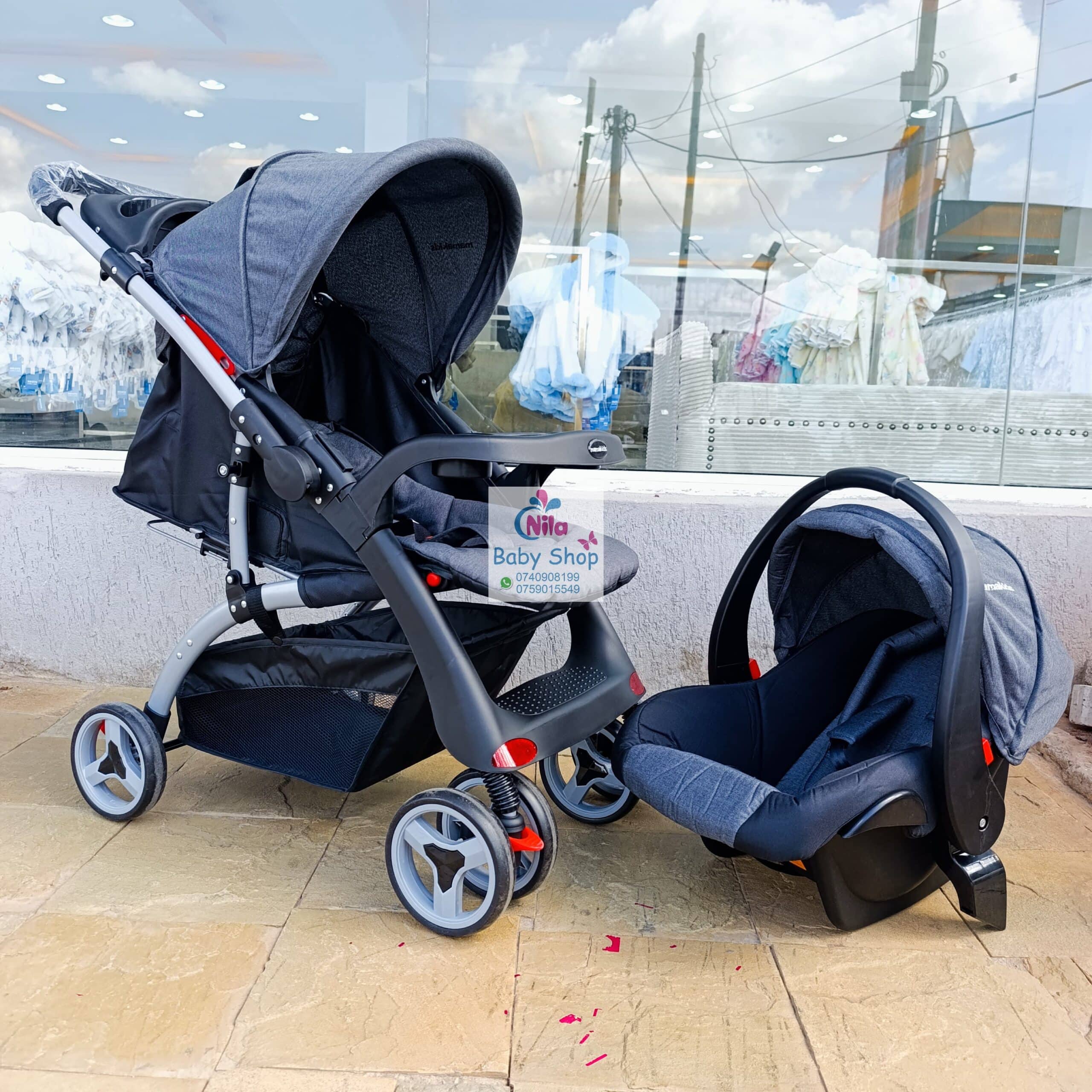 2-in-1 Baby Stroller & Infant Car Seat Travel System with Adjustable Canopy - Image 4