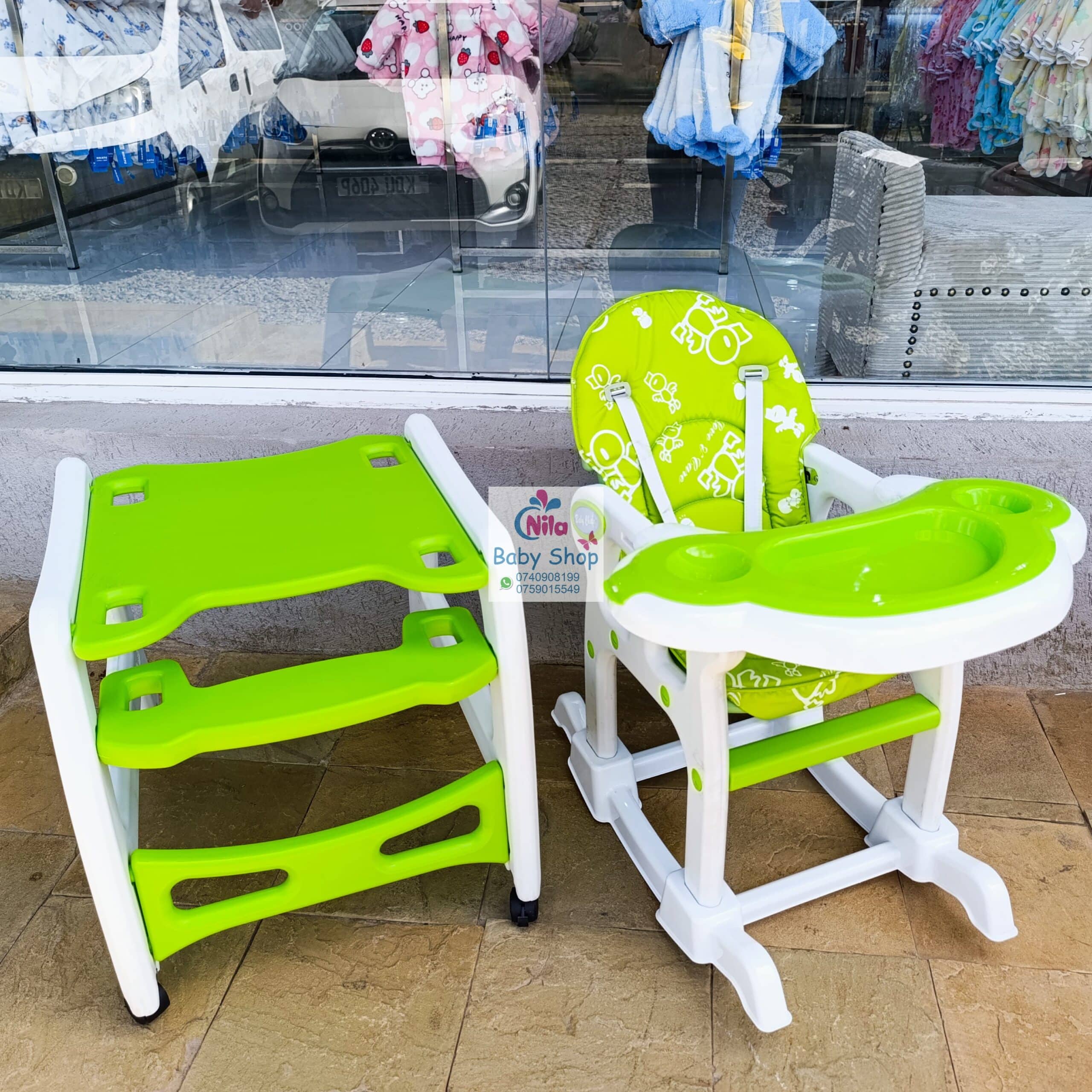 Multi-Function Baby Feeding Chair & Toddler Table Set with Safety Harness and Wheels - Image 3