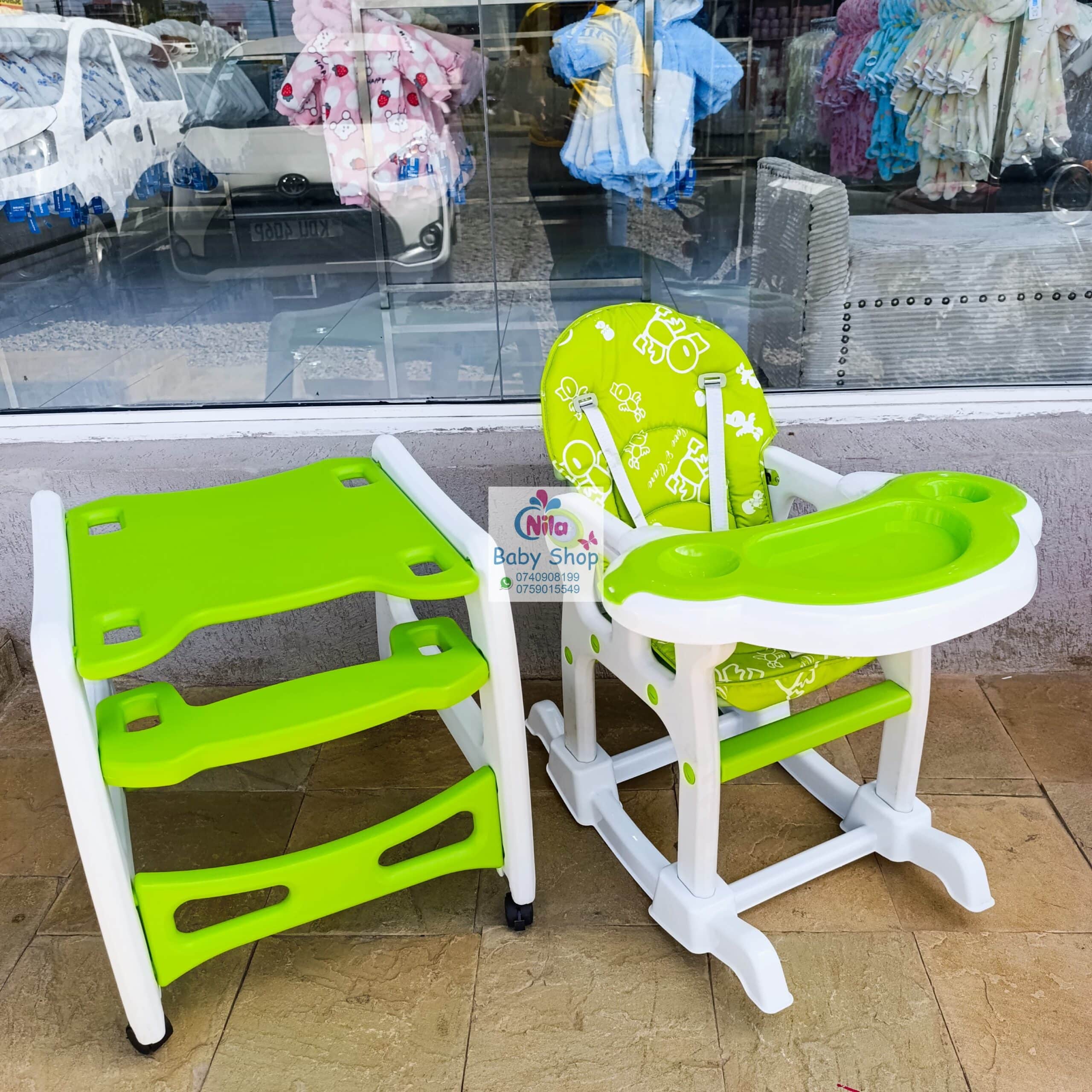 Multi-Function Baby Feeding Chair & Toddler Table Set with Safety Harness and Wheels - Image 4