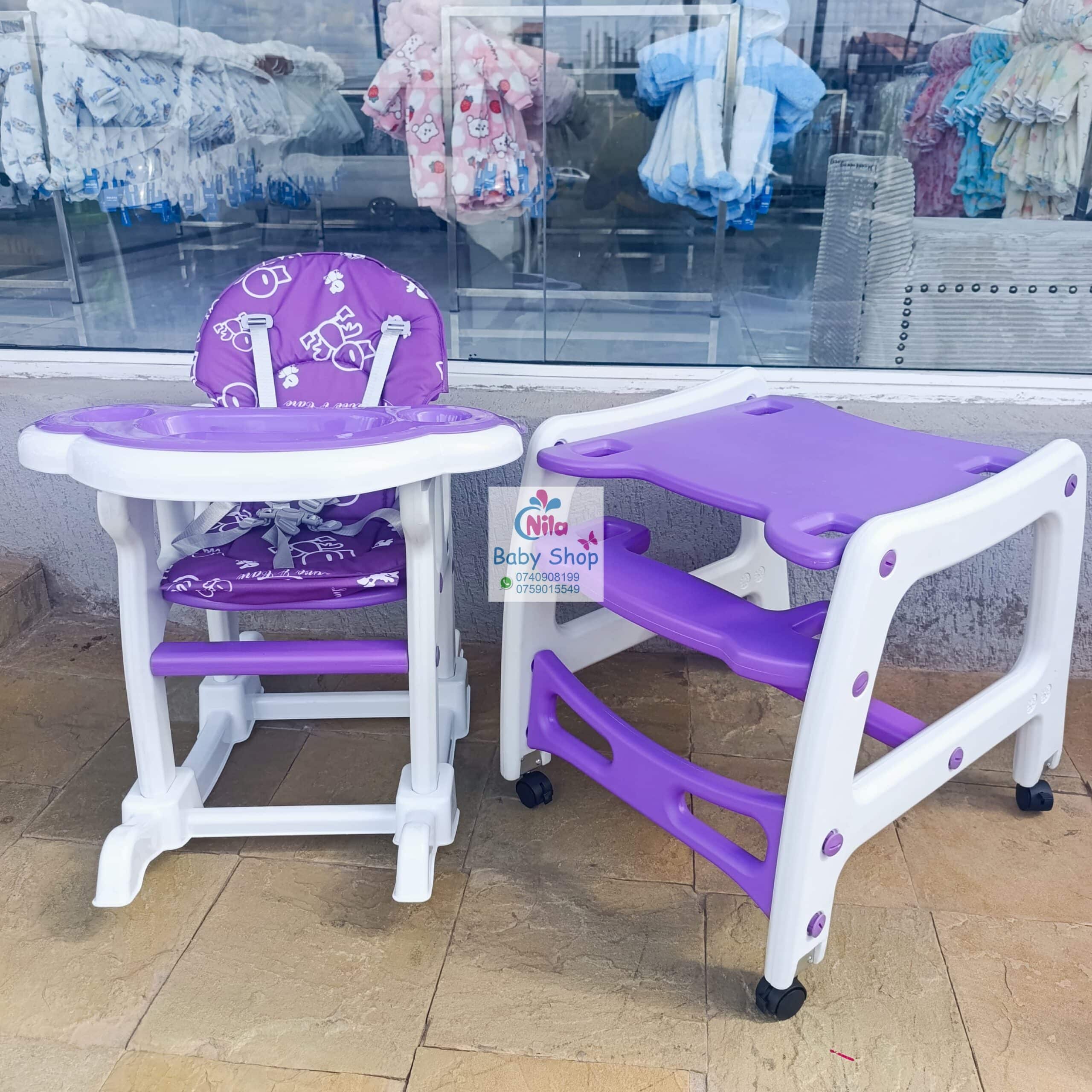 Multi-Function Baby Feeding Chair & Toddler Table Set with Safety Harness and Wheels - Image 6