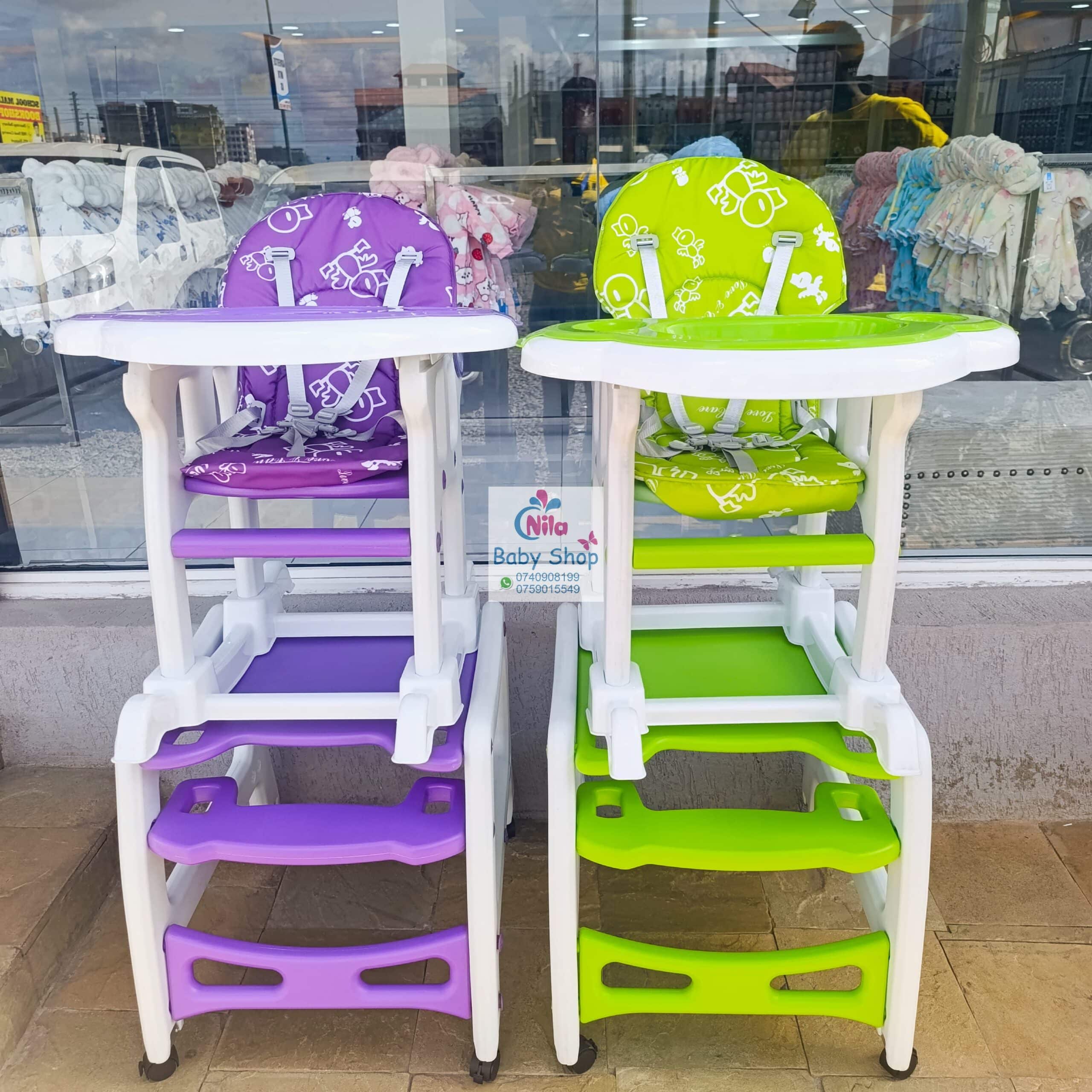 Multi-Function Baby Feeding Chair & Toddler Table Set with Safety Harness and Wheels - Image 8