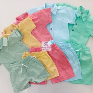 Fashion 2 Piece Outfit Baby Boy Summer Set Short Sleeve Shirt & Pants