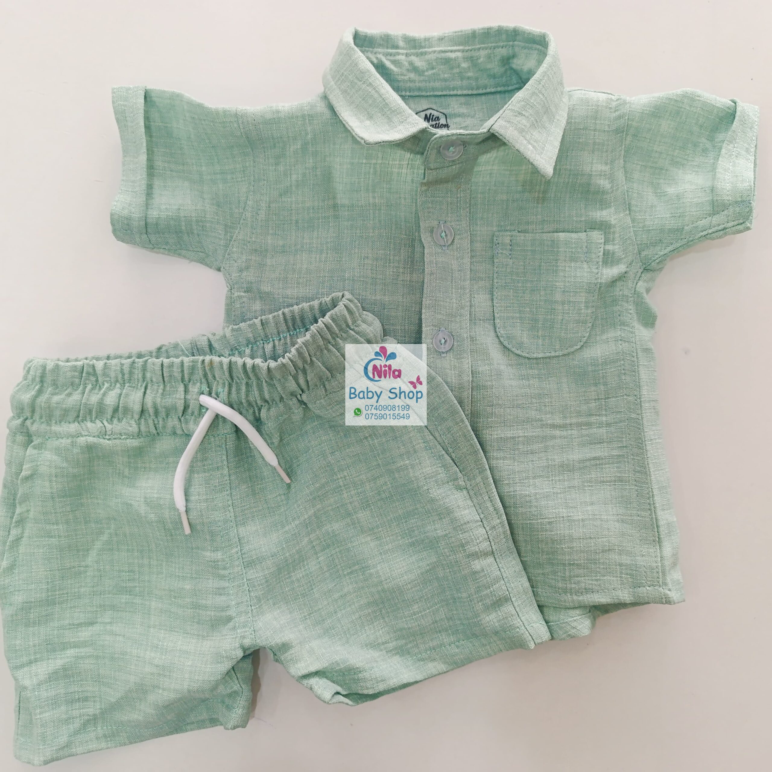 Fashion 2 Piece Outfit Baby Boy Summer Set Short Sleeve Shirt & Pants - Image 6