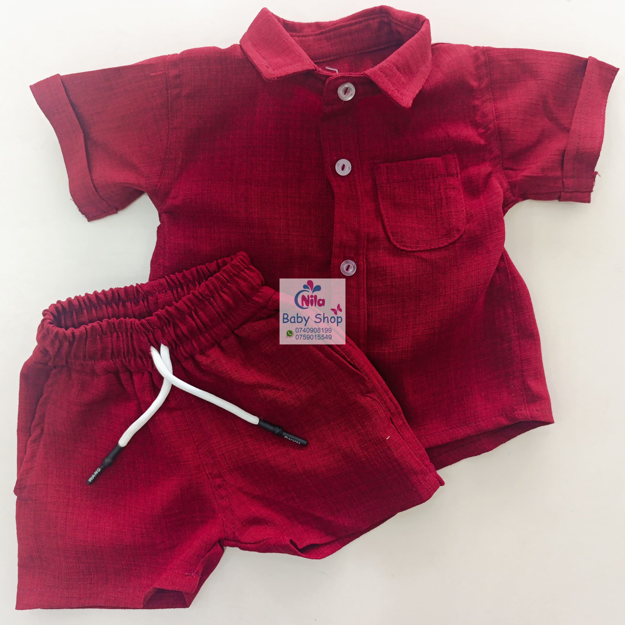 Fashion 2 Piece Outfit Baby Boy Summer Set Short Sleeve Shirt & Pants - Image 5