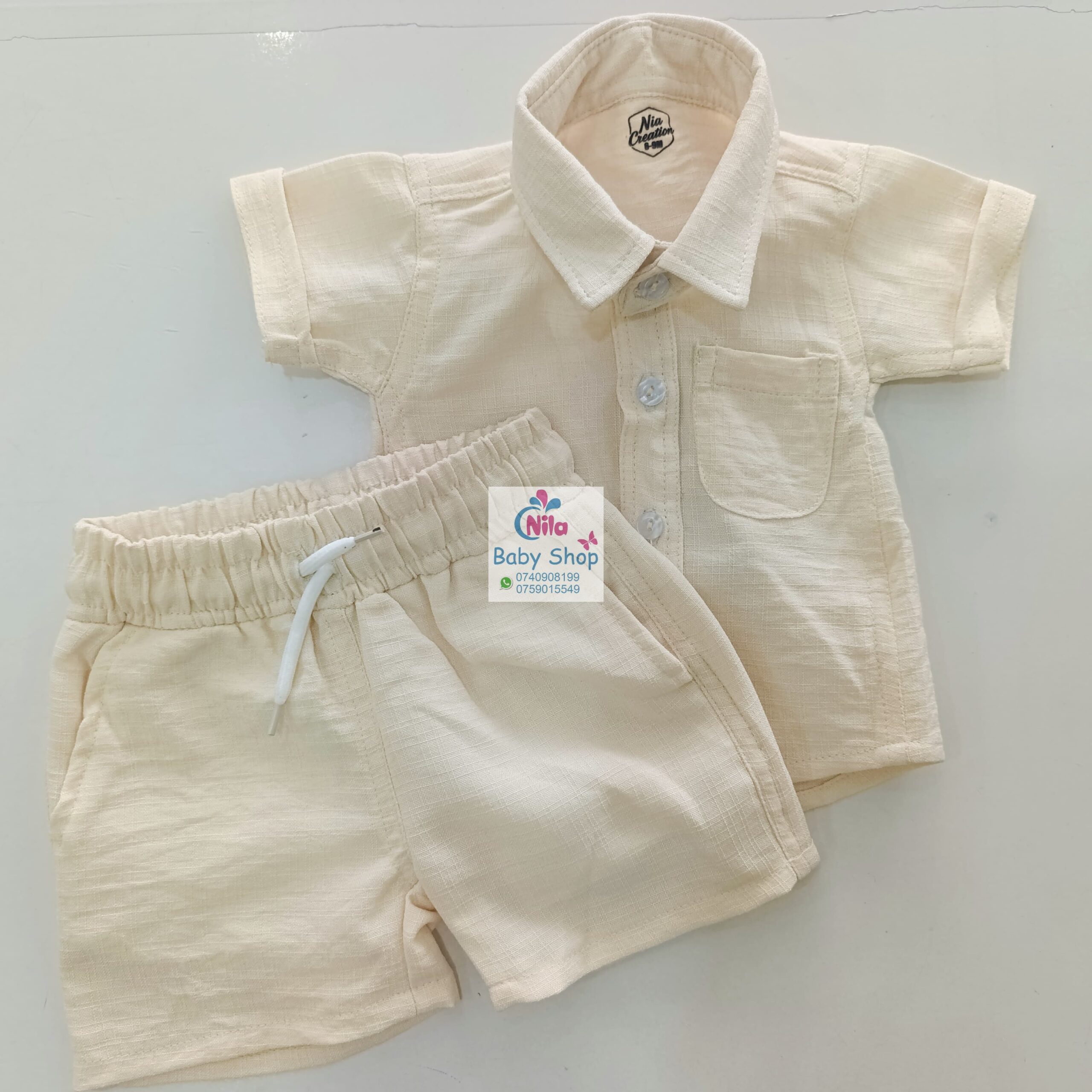 Fashion 2 Piece Outfit Baby Boy Summer Set Short Sleeve Shirt & Pants - Image 3