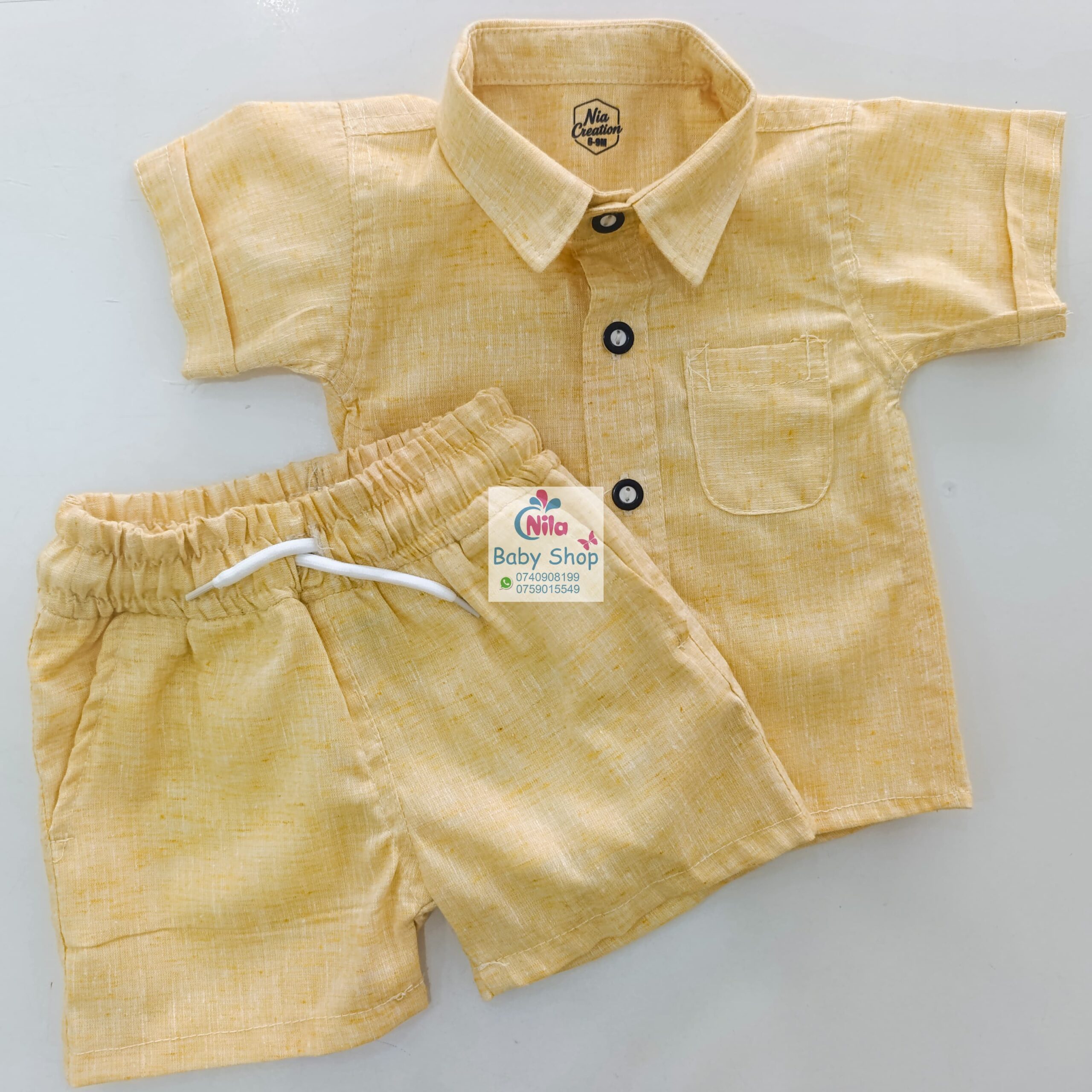 Fashion 2 Piece Outfit Baby Boy Summer Set Short Sleeve Shirt & Pants - Image 8