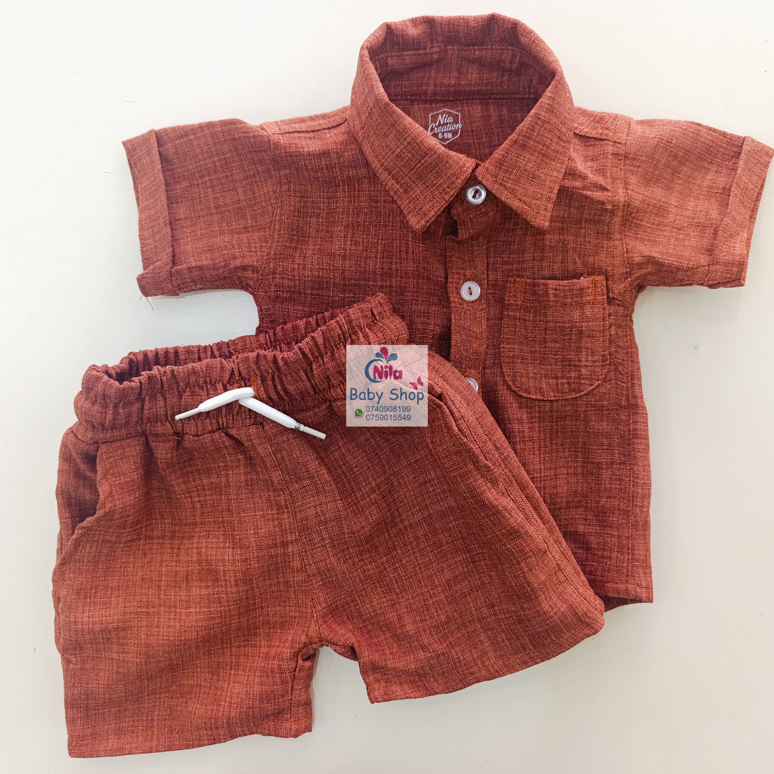 Fashion 2 Piece Outfit Baby Boy Summer Set Short Sleeve Shirt & Pants - Image 9