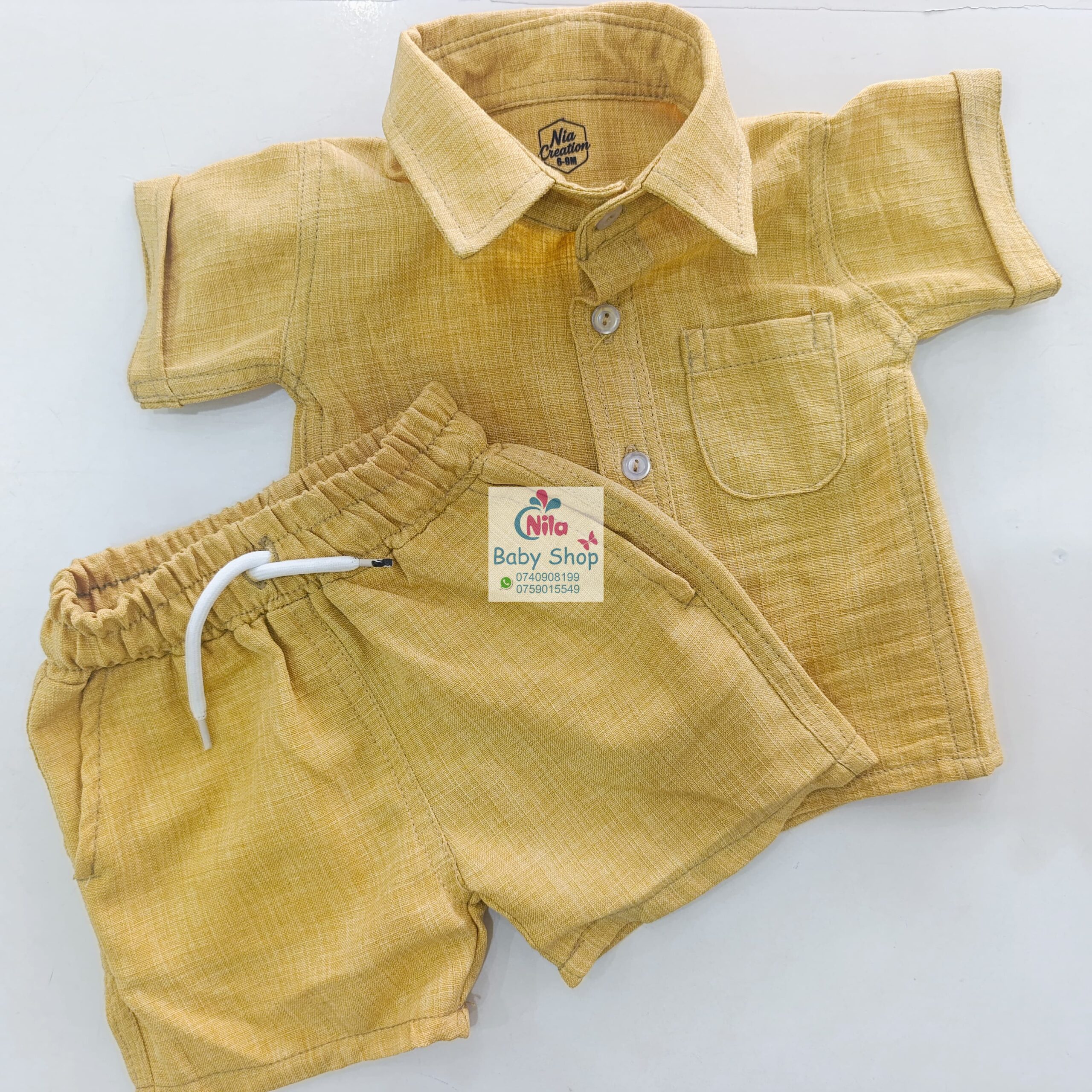 Fashion 2 Piece Outfit Baby Boy Summer Set Short Sleeve Shirt & Pants - Image 10