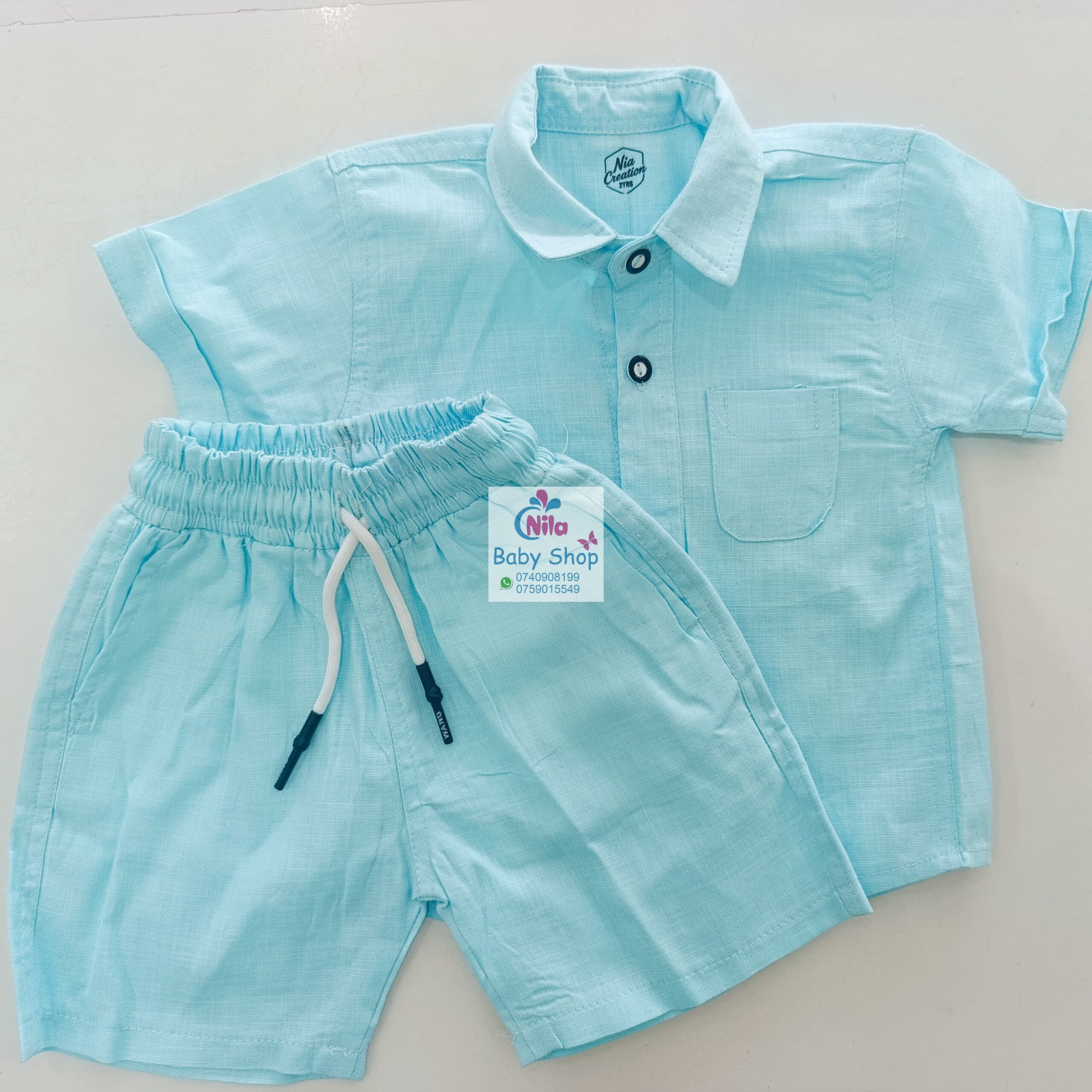 Fashion 2 Piece Outfit Baby Boy Summer Set Short Sleeve Shirt & Pants - Image 12