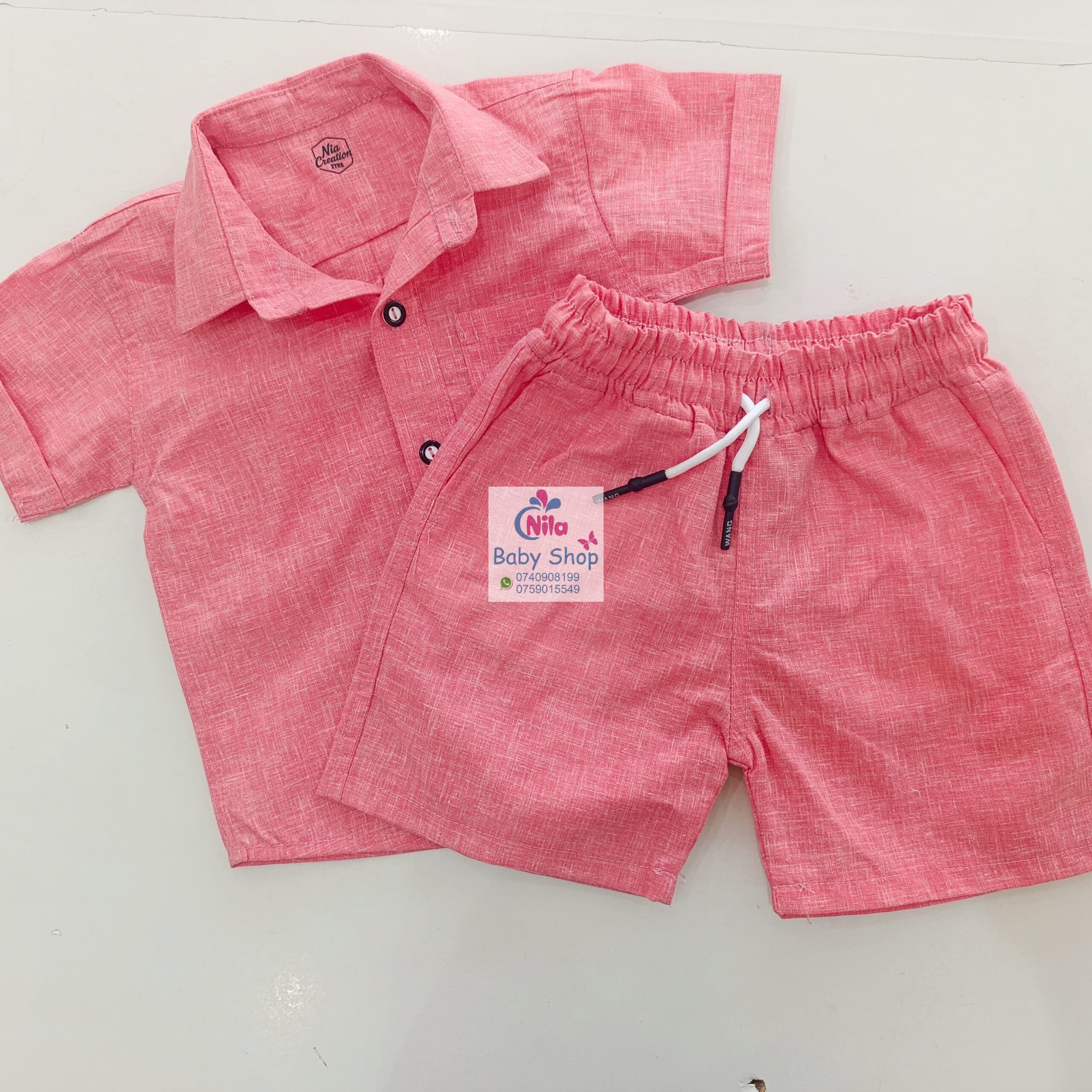 Fashion 2 Piece Outfit Baby Boy Summer Set Short Sleeve Shirt & Pants - Image 4