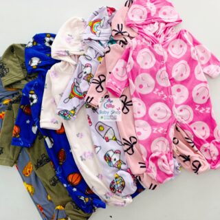 Baby Fleece Hooded Sleepsuit – Soft Footed Romper for Newborns & Infants