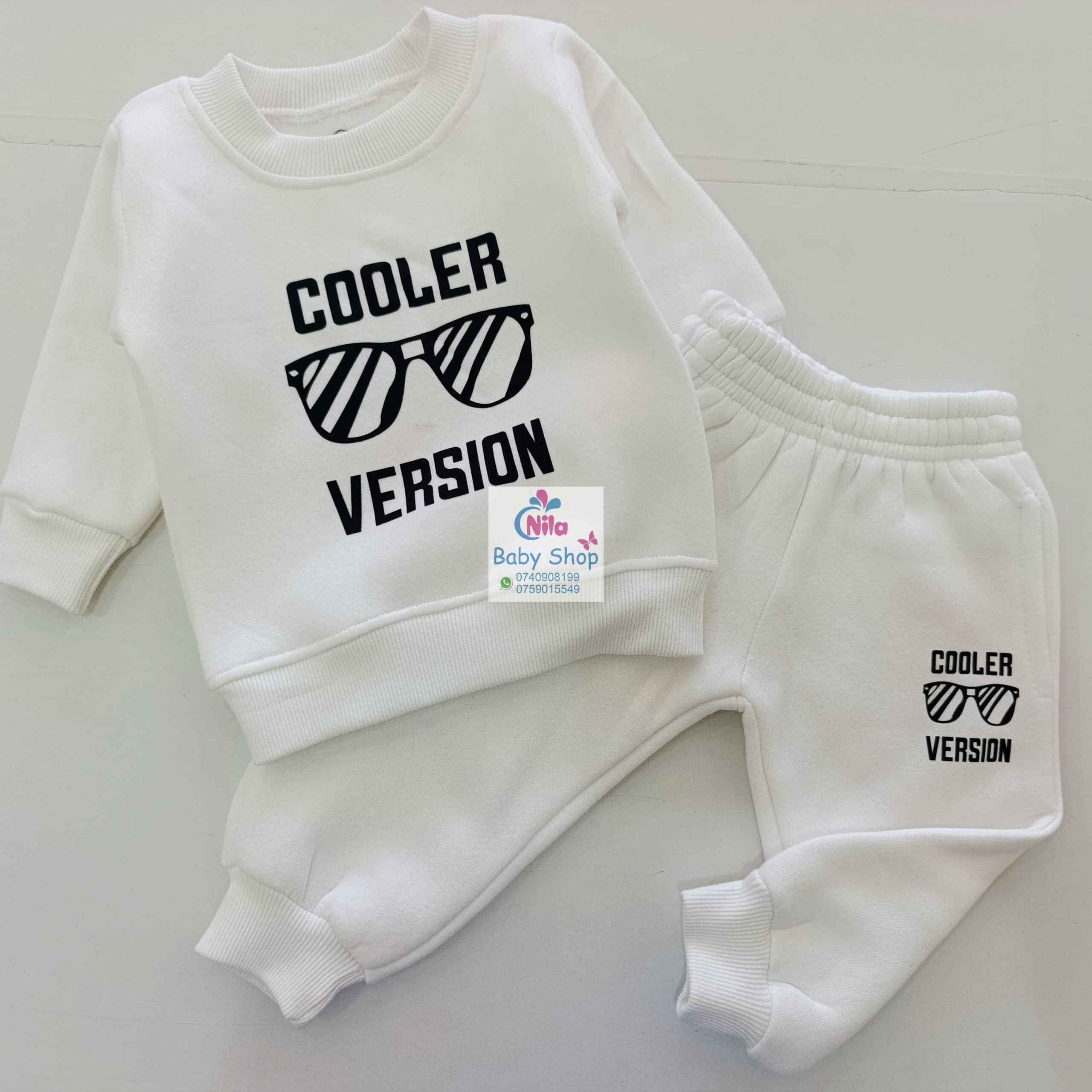 Kids' Letter Print Trendy Round Neck Long Sleeve Pullover Top & Pants Set - Image 10