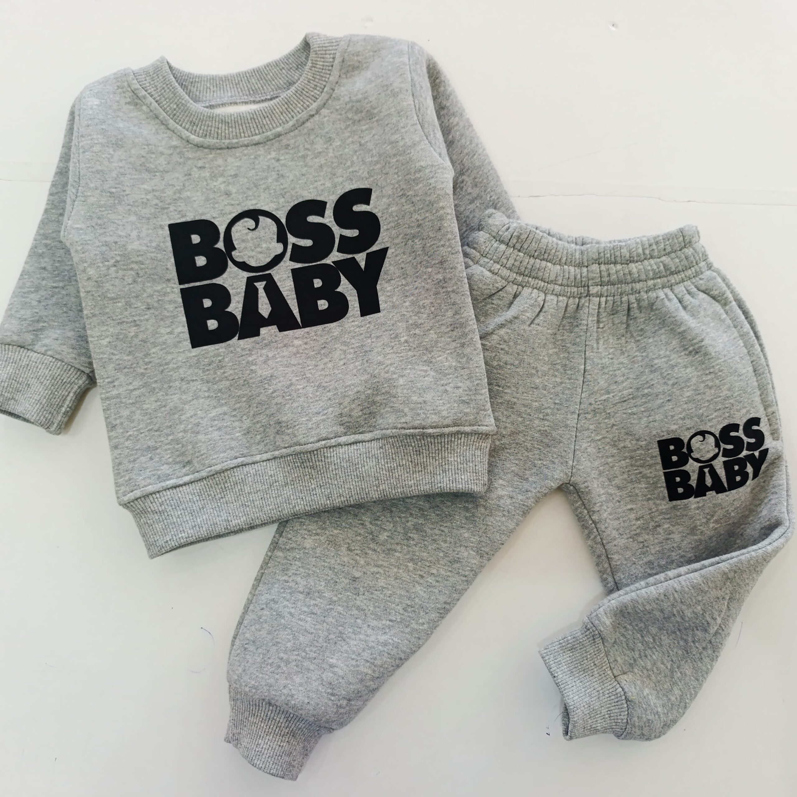 Kids' Letter Print Trendy Round Neck Long Sleeve Pullover Top & Pants Set - Image 16