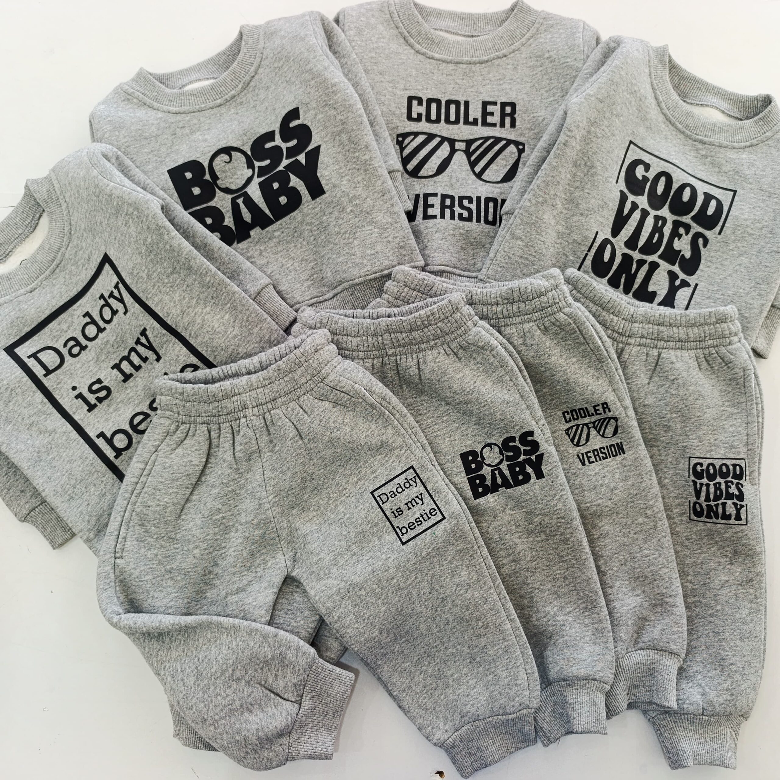 Kids' Letter Print Trendy Round Neck Long Sleeve Pullover Top & Pants Set - Image 9