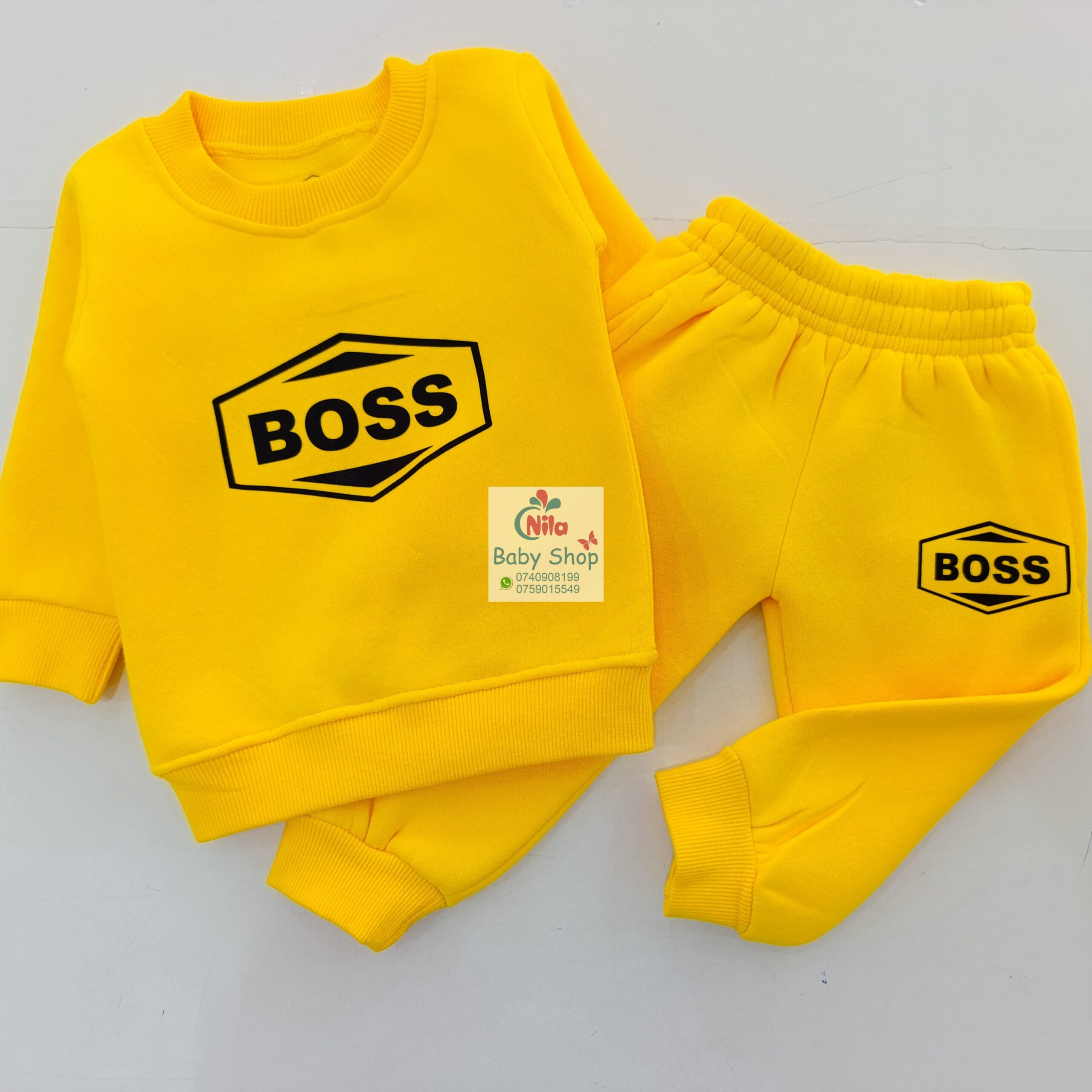 Kids' Letter Print Trendy Round Neck Long Sleeve Pullover Top & Pants Set - Image 5