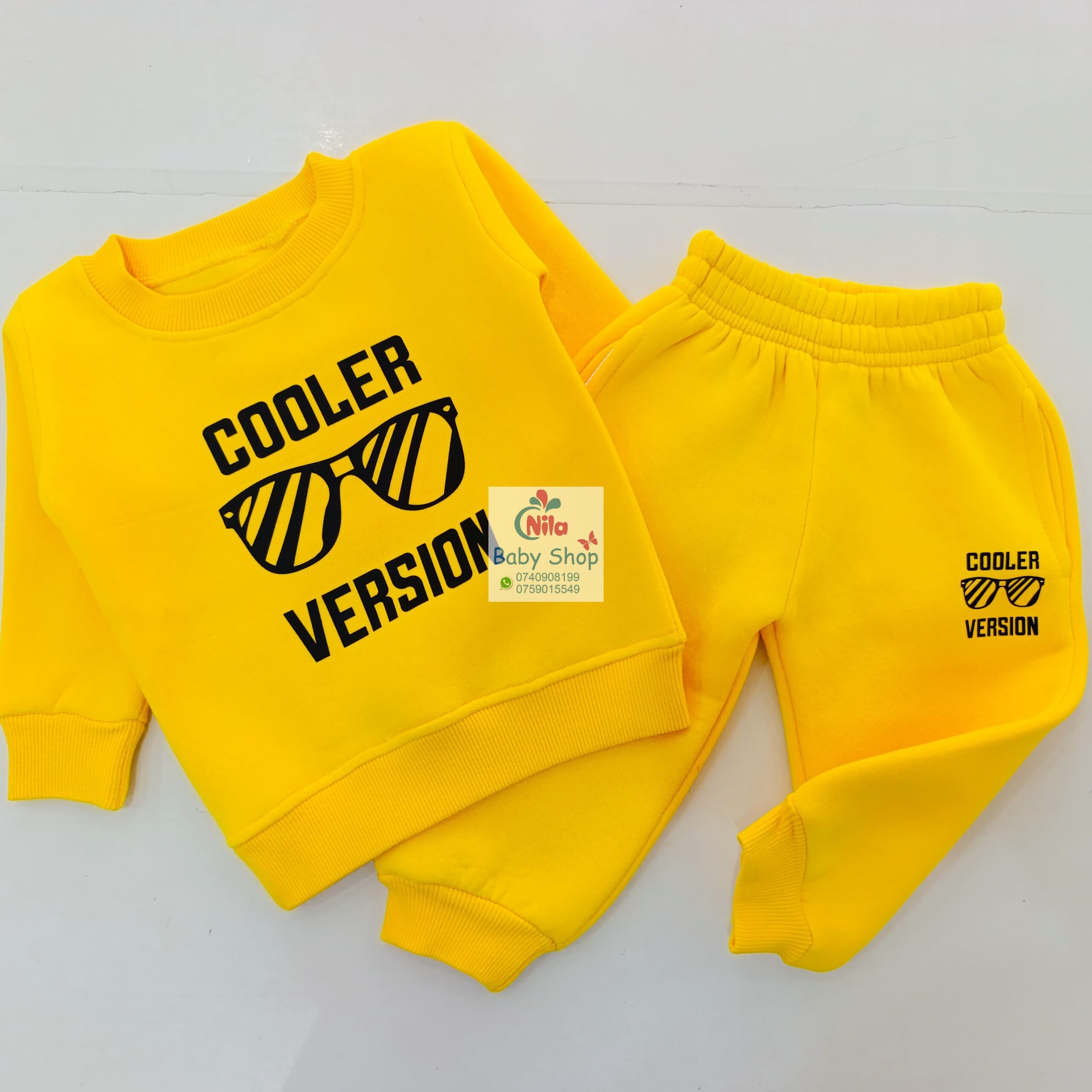 Kids' Letter Print Trendy Round Neck Long Sleeve Pullover Top & Pants Set - Image 4