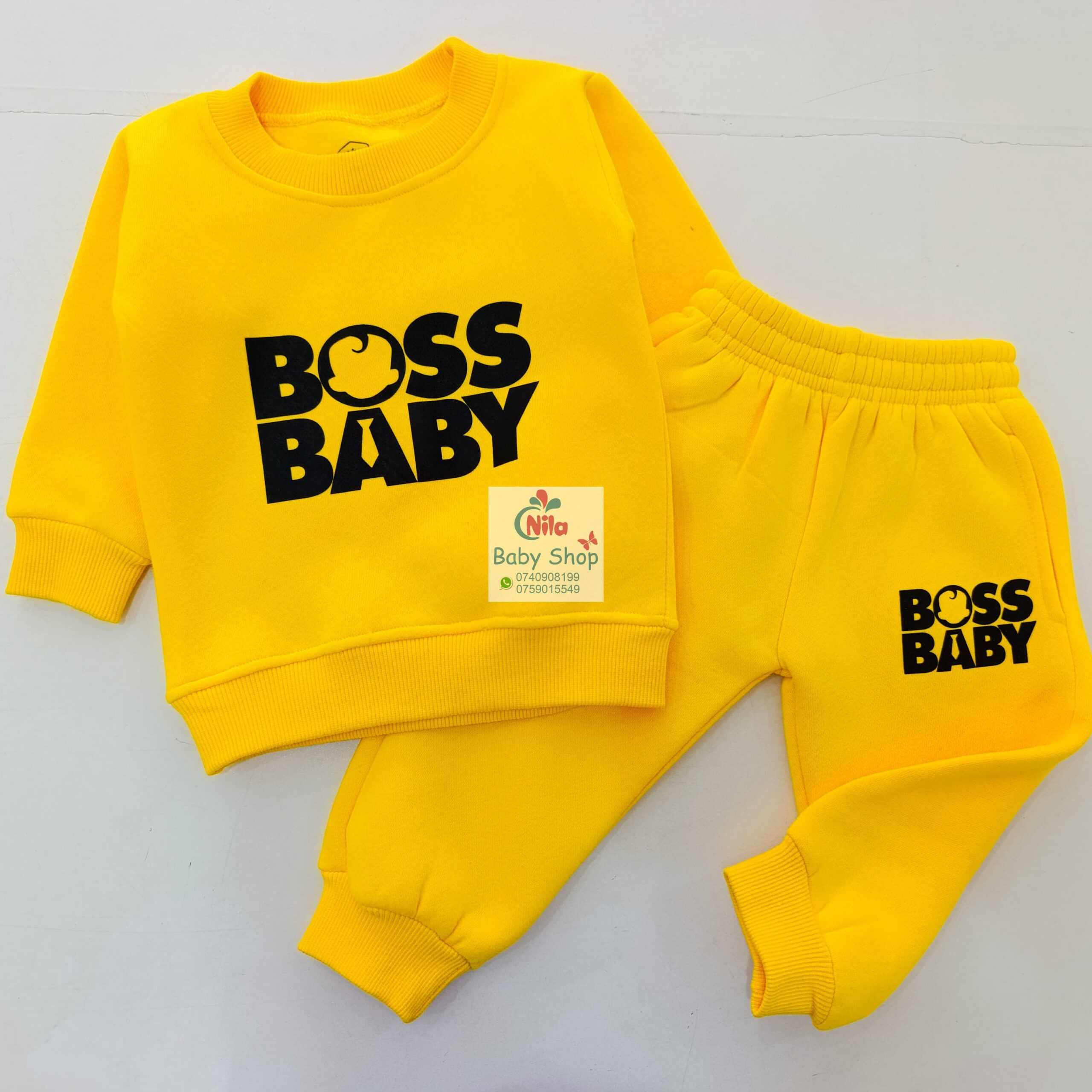 Kids' Letter Print Trendy Round Neck Long Sleeve Pullover Top & Pants Set - Image 3