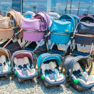 Premium Baby Bassinet Stroller Set with Carry Coat & Matching Diaper Bag