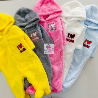 Baby Plush Hooded Romper – Ultra-Soft Winter Onesie with Embroidery