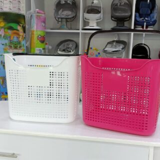 Portable Multi-Purpose Plastic Storage Basket with Handle – Baby Essentials Organizer (Ventilated Design)