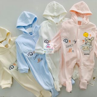 Newborn Baby Hooded Fleece Romper – Soft Warm Footed Jumpsuit for Infants