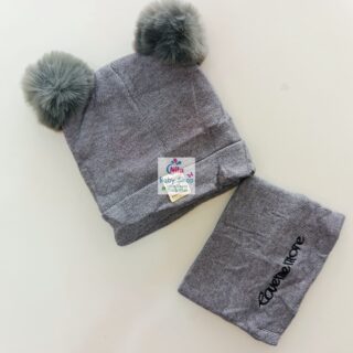 2pc Set Baby Hat and Scarf - Grey