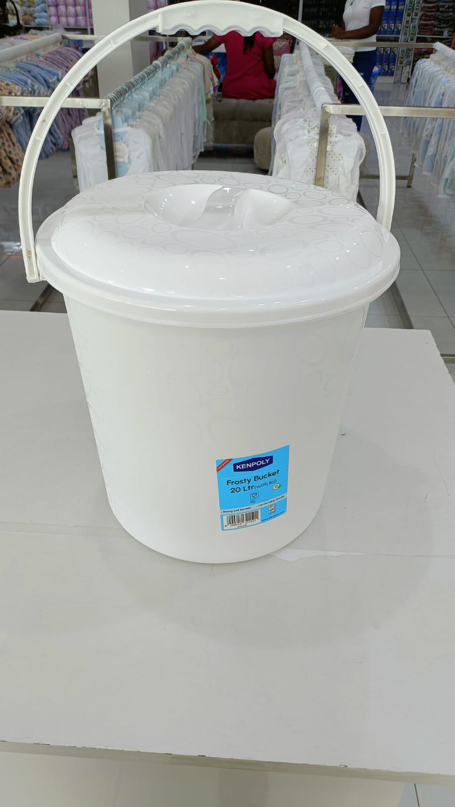 Kenpoly Frosty Bucket with Lid - 20L Durable Plastic Storage & Baby Care Bucket with Handle (Multipurpose)