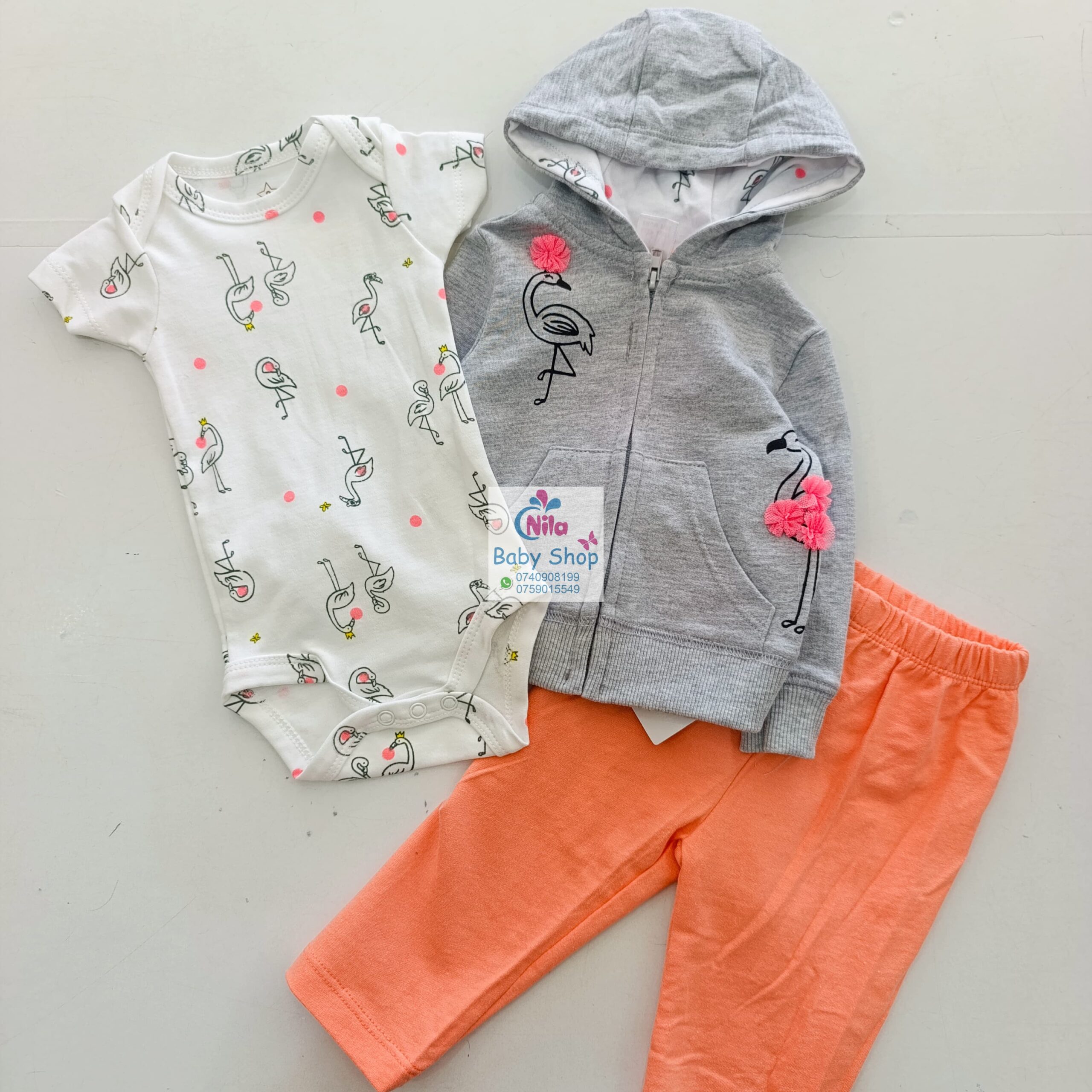 Baby 3-Piece Outfit Set – Hooded Jacket, Bodysuit & Jogger Pants - Image 7