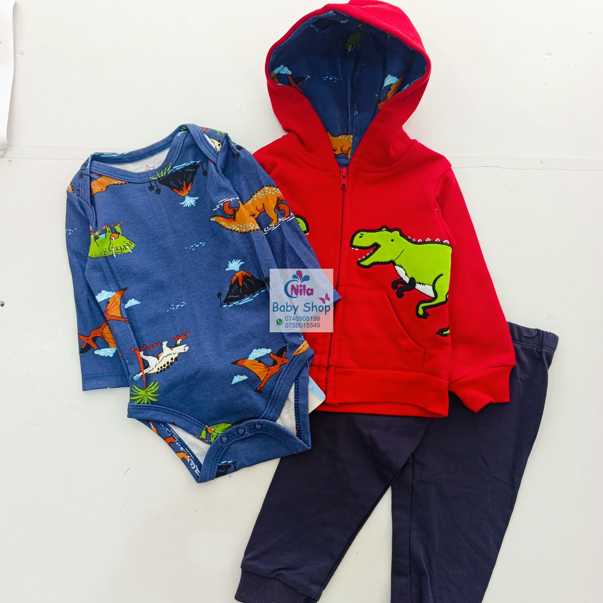 Baby 3-Piece Outfit Set – Hooded Jacket, Bodysuit & Jogger Pants - Image 5