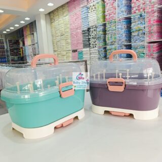 Portable Baby Bottle Drying Rack with Dustproof Cover & Drain Tray - Multi-Function Infant Feeding Organizer