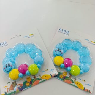 Baby Teething Ring Toy - BPA-Free Soft Silicone Teether with Colorful Beads for Infants - Blue