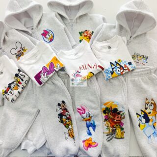 Kids Grey Cartoon Tracksuit Set – Soft Hoodie & Joggers Outfit