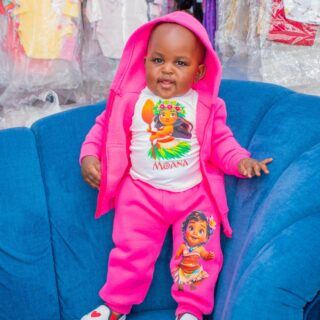 Girls Pink Cartoon Tracksuit Set – Warm Hoodie & Jogger Outfit