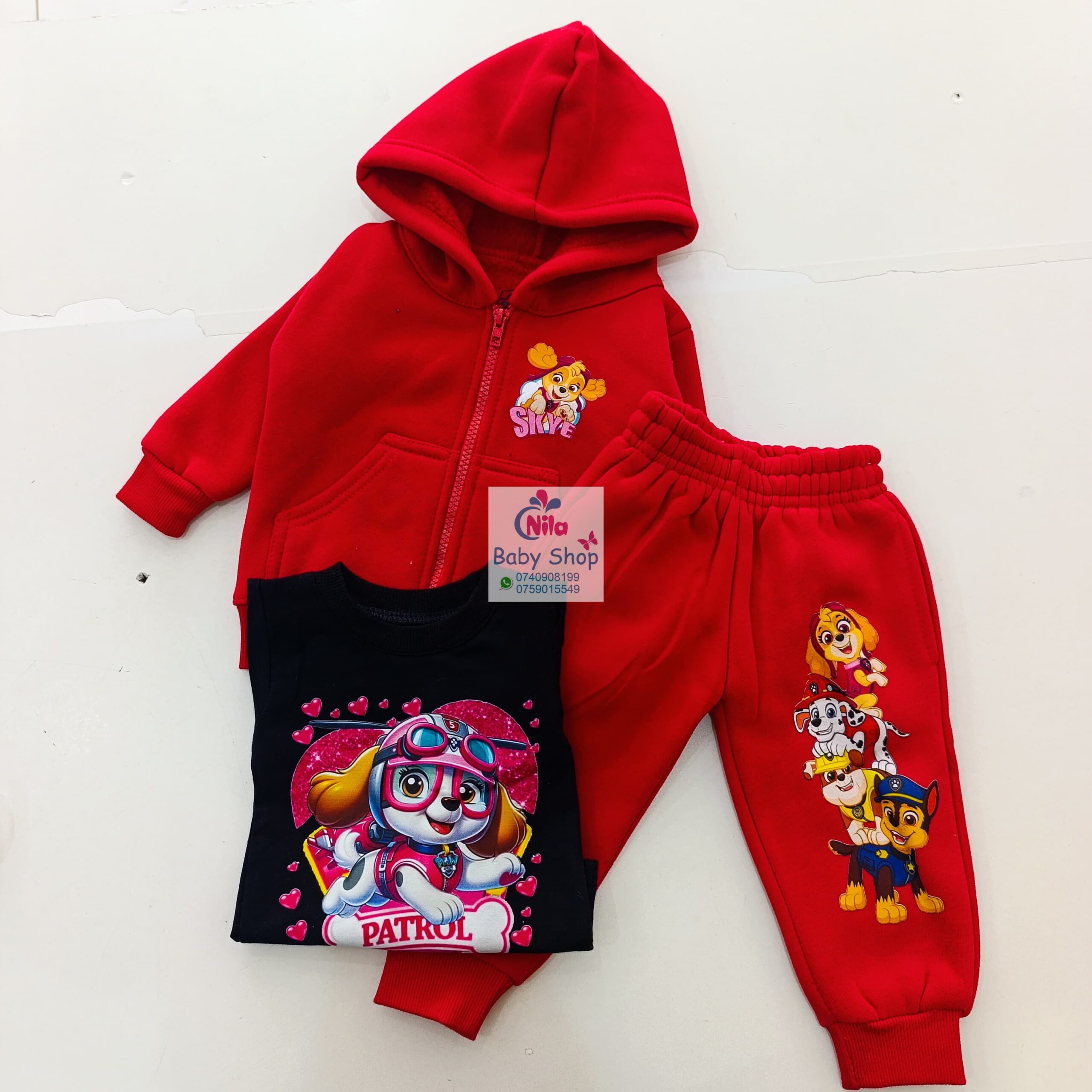 Kids 3 Piece Cartoon Tracksuit Set | Hoodie, Jogger Pants & Printed T-Shirt | Baby & Toddler Outfit - Image 3