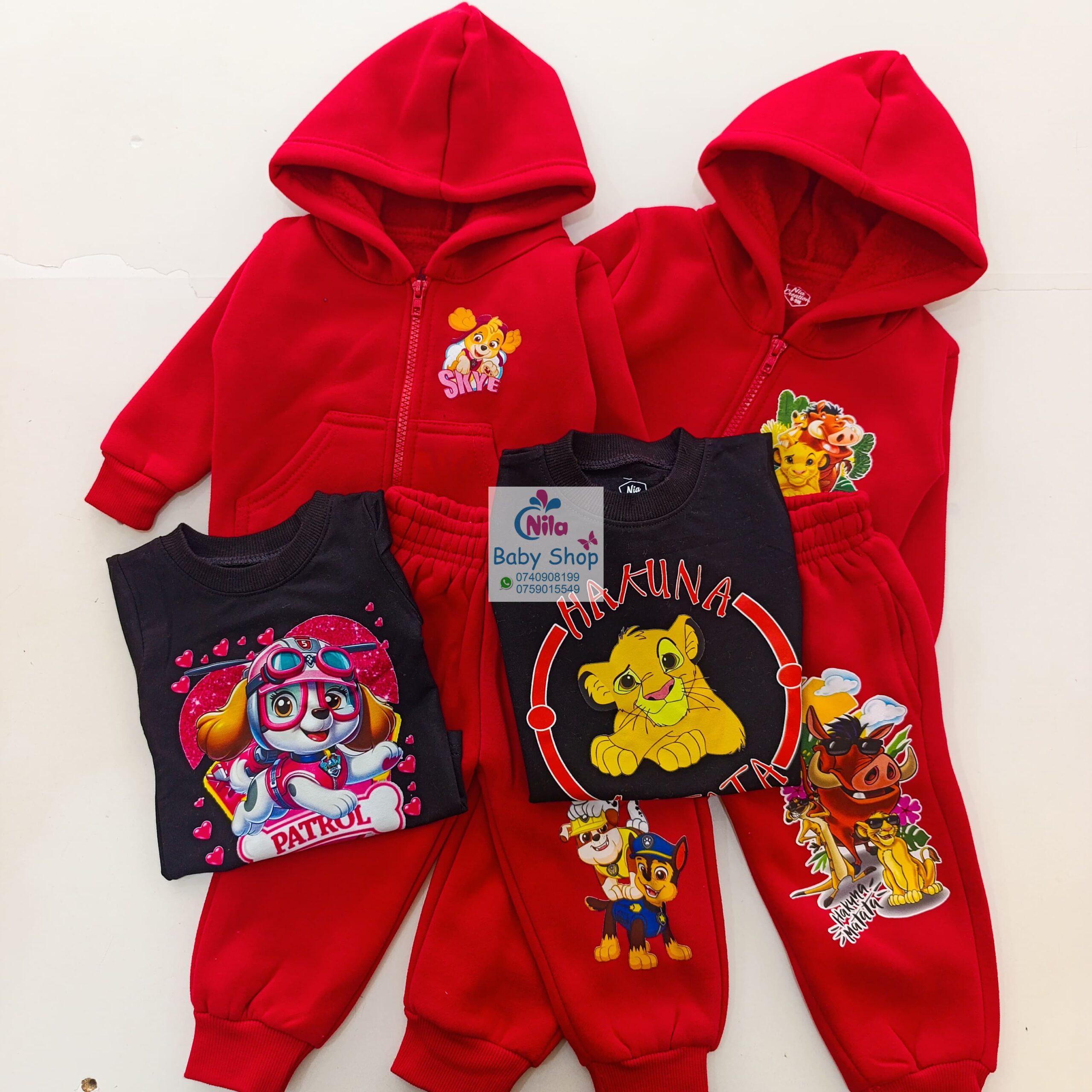 Kids 3 Piece Cartoon Tracksuit Set | Hoodie, Jogger Pants & Printed T-Shirt | Baby & Toddler Outfit - Image 4