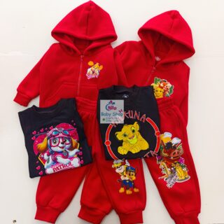 Kids 3 Piece Cartoon Tracksuit Set | Hoodie, Jogger Pants & Printed T-Shirt | Baby & Toddler Outfit